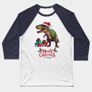 Dinosaur Christmas Baseball T-Shirt